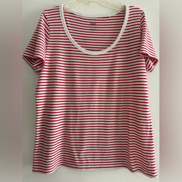levi's t-shirt for women white with red  strips short sleeves Small - Picture 2 of 4